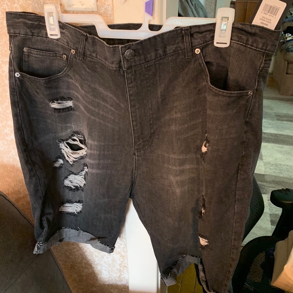 CSG black denim shorts